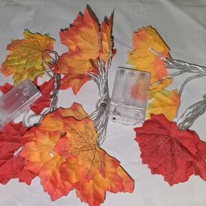 Autumn Fall Leaf Battery String Lights Set Of 3 Strands